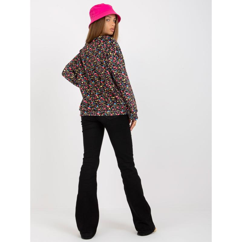 Női bársony viscose virágos blúz RUE PARIS fekete
