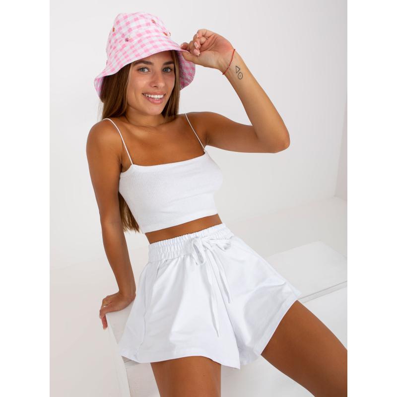 Dámské šortky s vázáním RUE PARIS bílé tepláky  