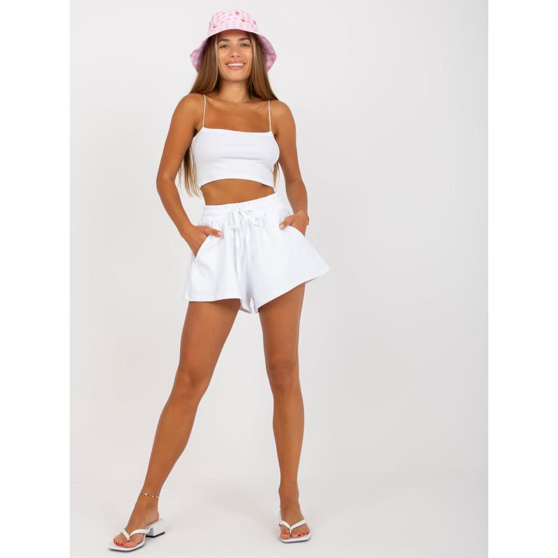Dámské šortky s vázáním RUE PARIS bílé tepláky  