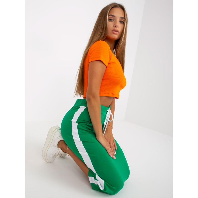 Női midi alapszoknya nyakkendővel RUE PARIS zöld