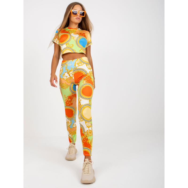 Női szett leggings mintás alkalmi MERYLE narancssárga