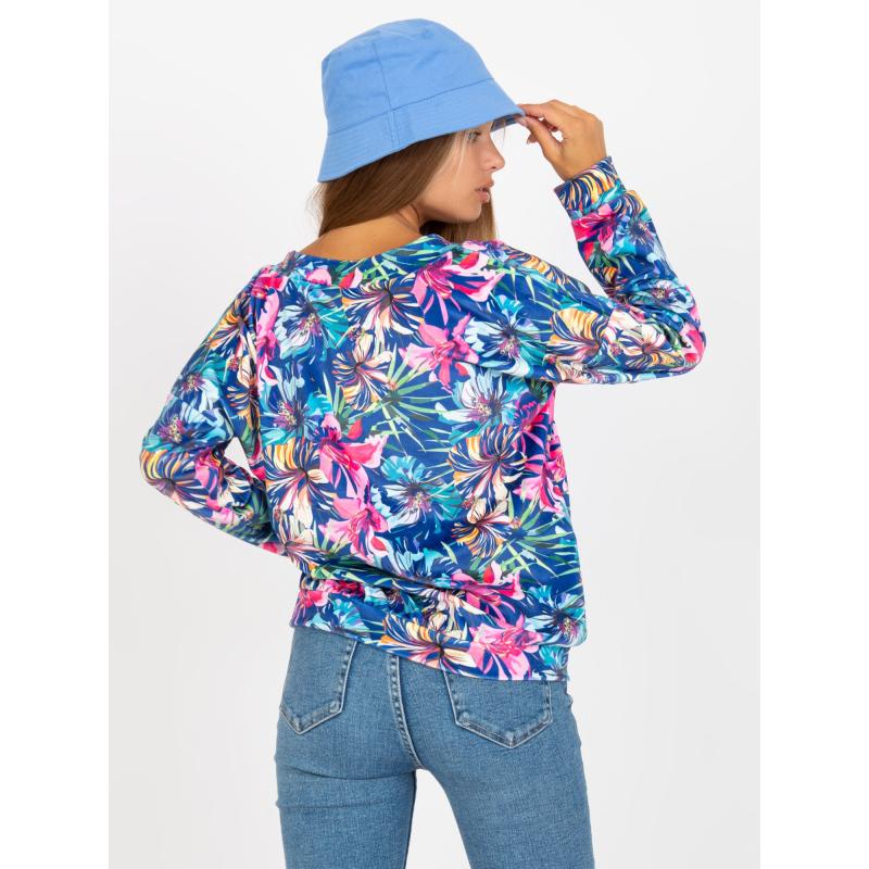 Dámská halenka s potiskem a výstřihem do V RUE PARIS modrá  