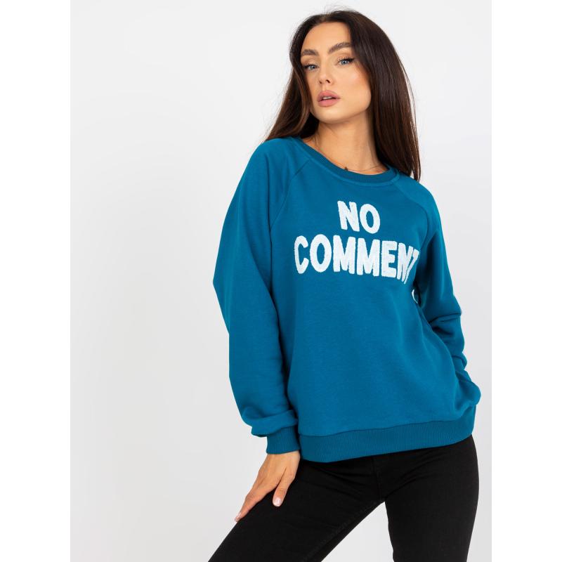 Női kapucnis pulóver RUE PARIS felirattal, sötétkék színben