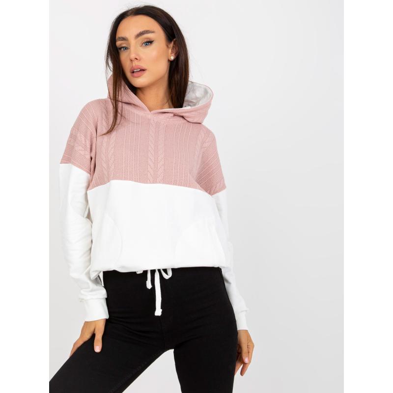 Dámská mikina s kapucí a stahovací šňůrkou RUE PARIS růžovo-bílá 