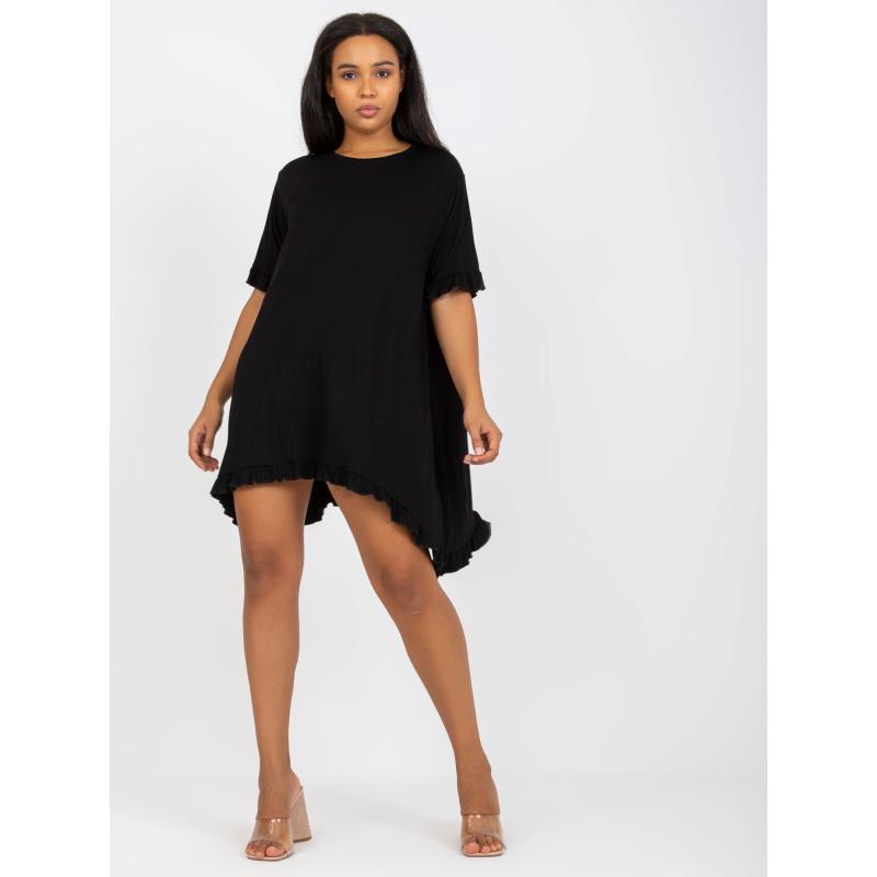 Dámské šaty z viskózy mini plus size KNUT černé  