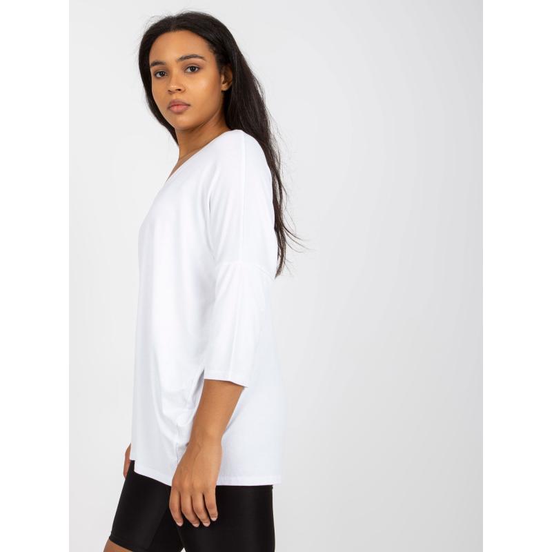 Dámská halenka plus size s výstřihem WIVI bílá 