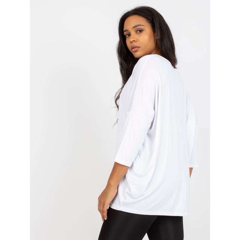 Dámská halenka plus size s výstřihem WIVI bílá 