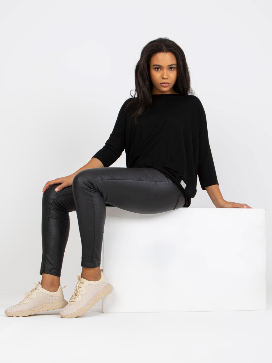 Női plus size pamut blúz LONNIE fekete