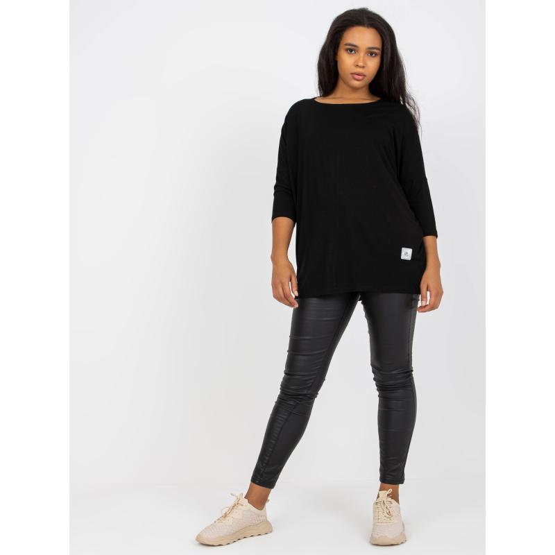 Női plus size pamut blúz LONNIE fekete