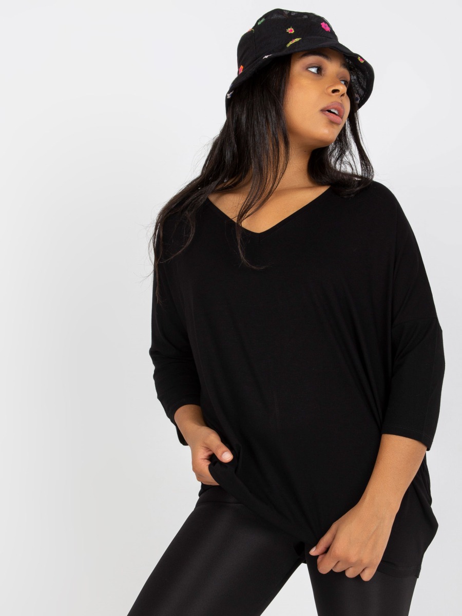 Plus size blúz 3/4 ujjal CYRIA fekete