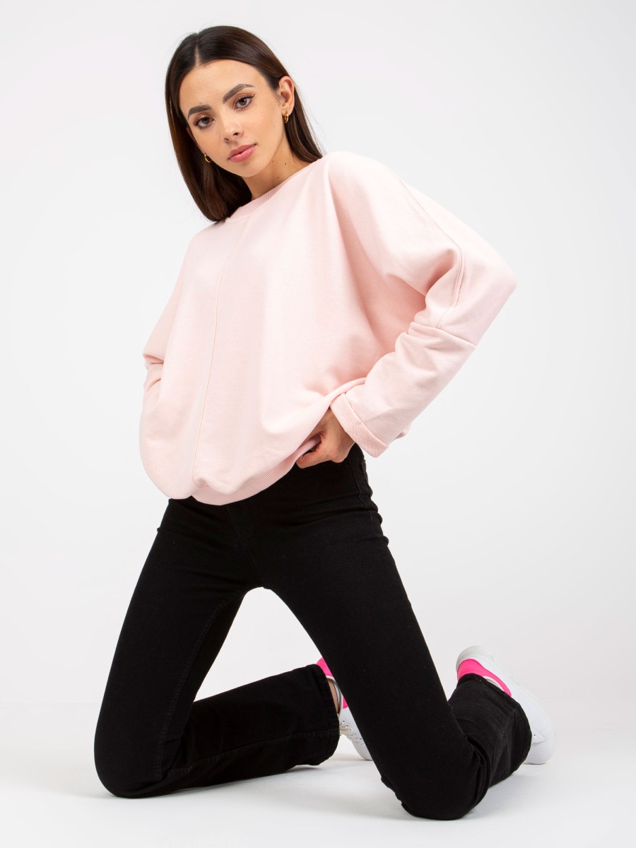 Női oversize basic blúz RUE PARIS világos rózsaszínű