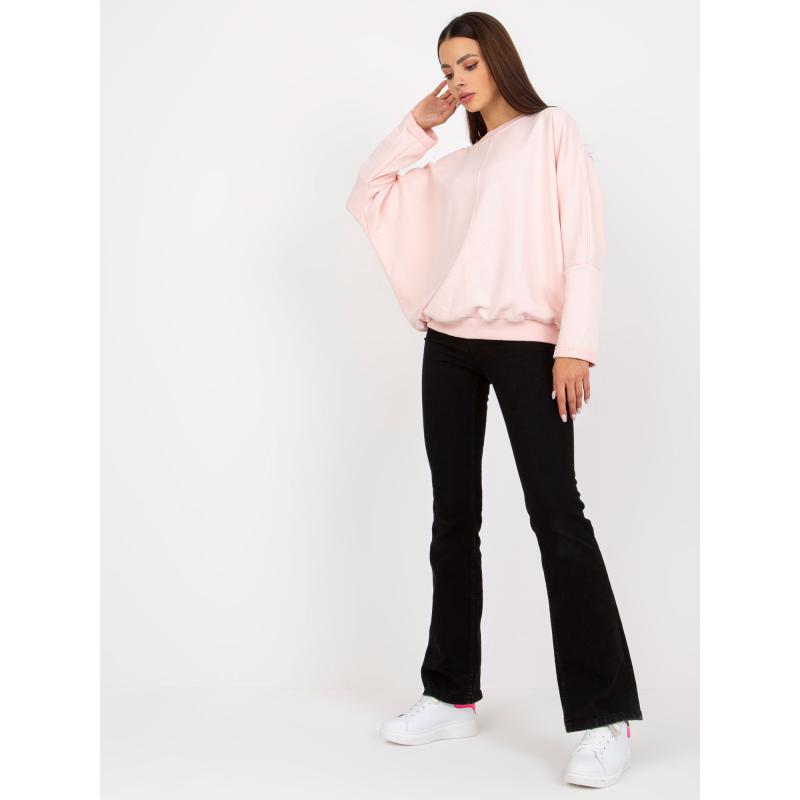 Női oversize basic blúz RUE PARIS világos rózsaszínű