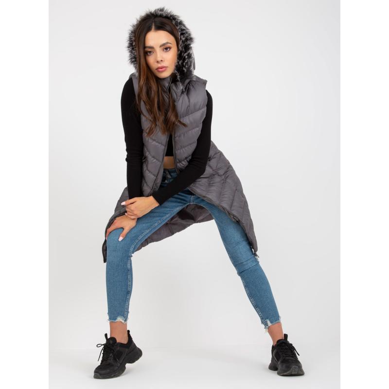 Dámská vesta s prošíváním RUE PARIS tmavě šedá  