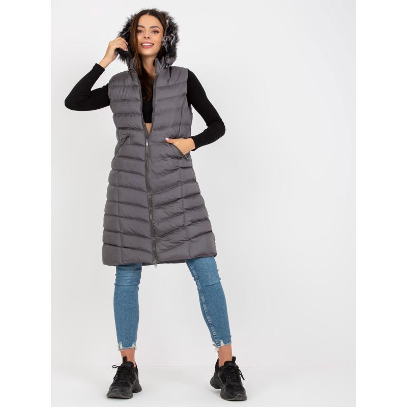 Dámská vesta s prošíváním RUE PARIS tmavě šedá  