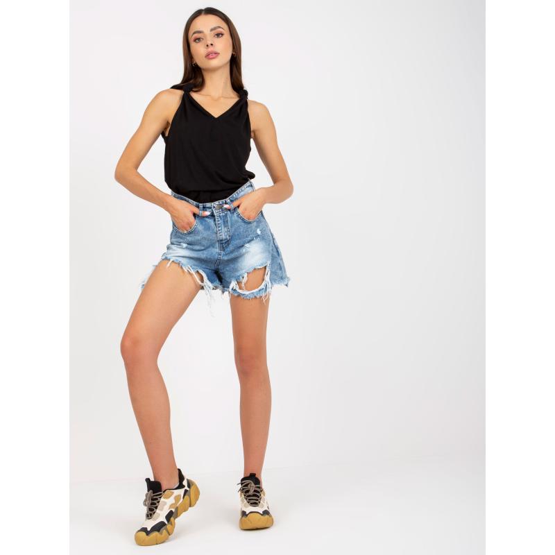 Női v-nyakú felső RUE PARIS fekete