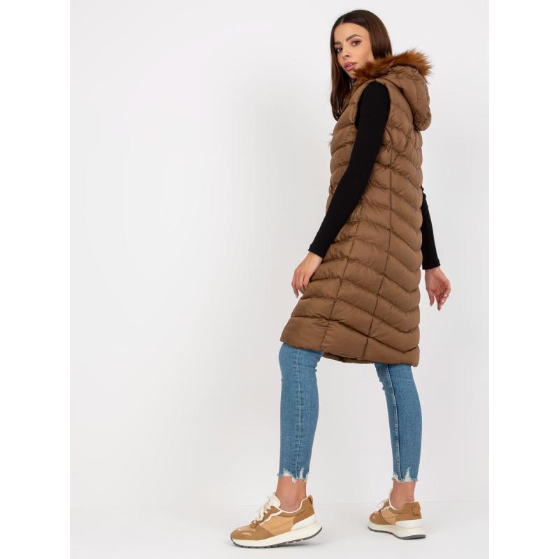 Női kapucnis mellény RUE PARIS barna