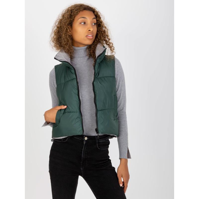 Női steppelt pehelymellény ARCHIE sötétzöld