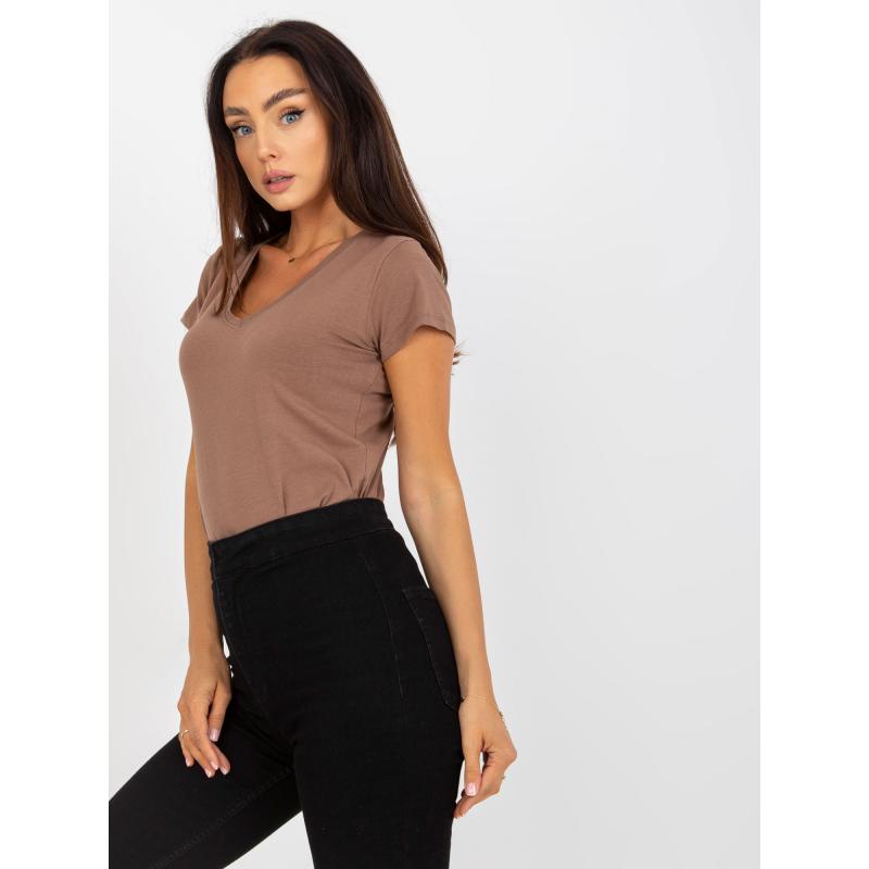 Női pamut póló LIFNOR sötétbézs sötétbézs