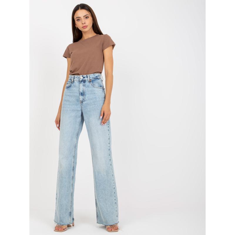 Női kerek nyakú póló VICTOR sötét bézs színű