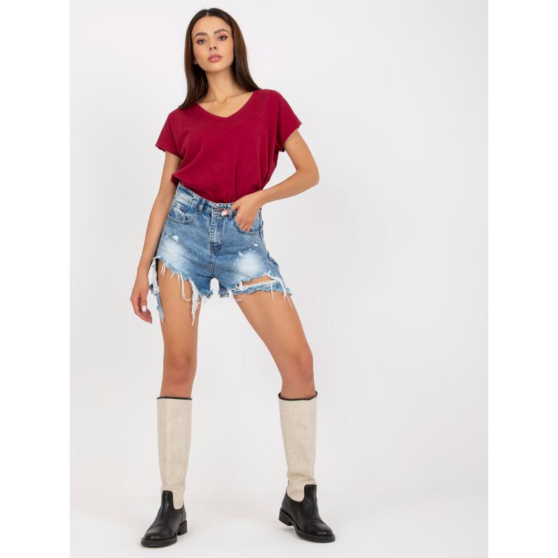 Női kerek nyakú póló ADDISON burgundi