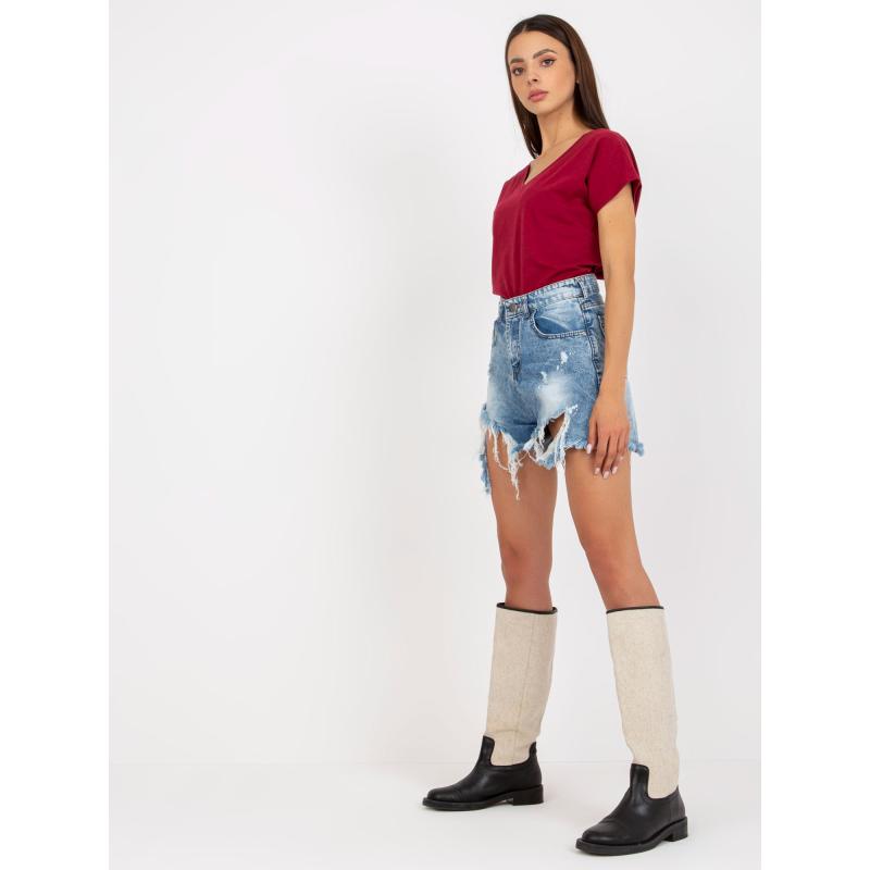 Női kerek nyakú póló ADDISON burgundi