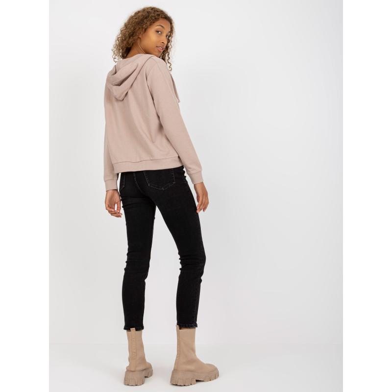 Női kapucnis pamut DAVEN bézs színű kapucnis pulóver