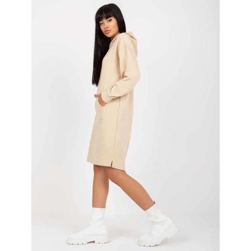 Dámské šaty s kapucí SUBLEVEL světle béžové 