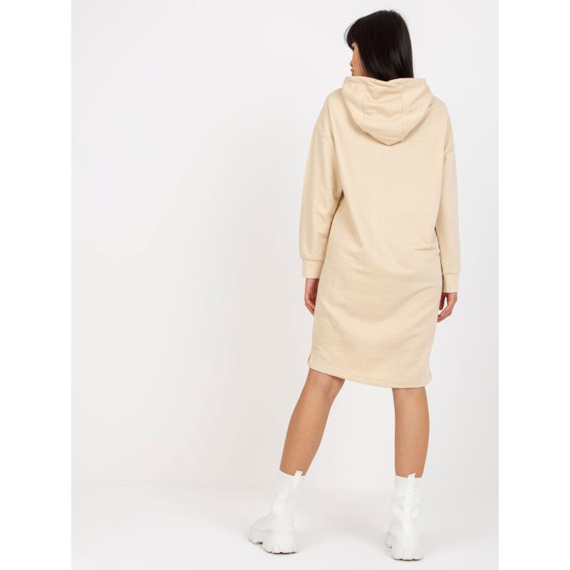 Dámské šaty s kapucí SUBLEVEL světle béžové 