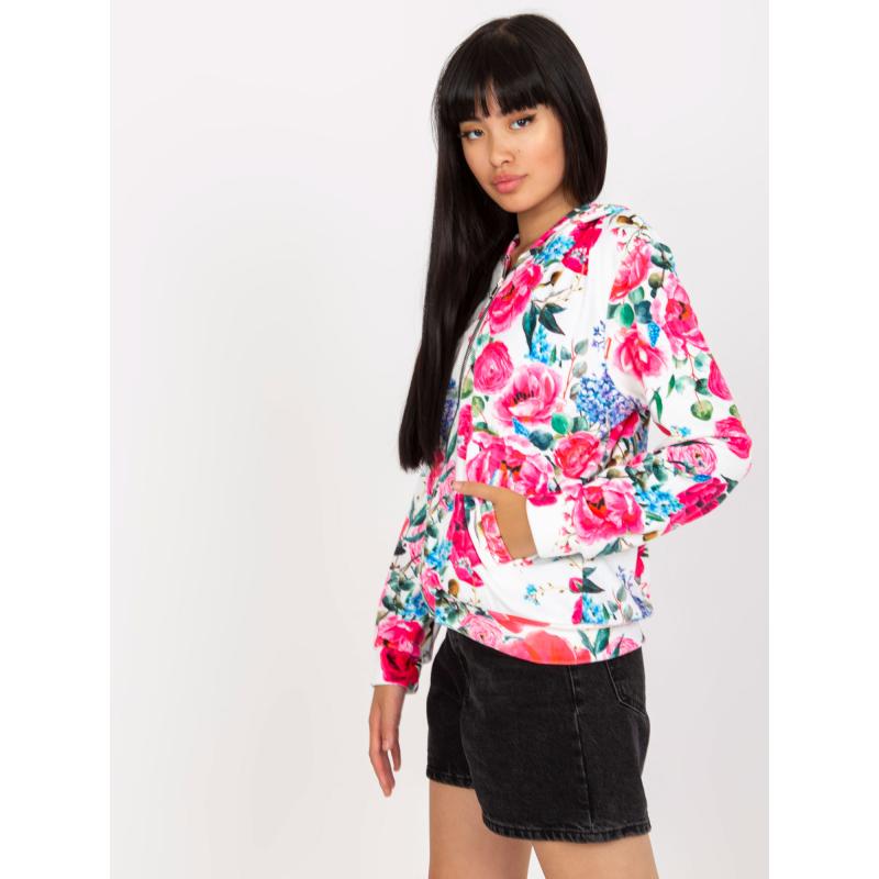 Dámská mikina s květinami RUE PARIS bílo-růžová  