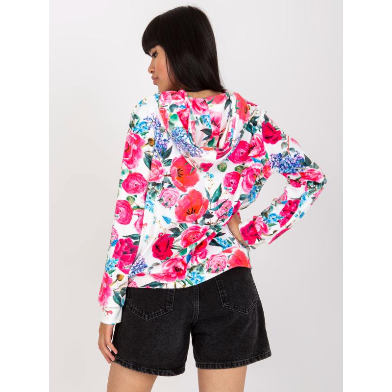 Dámská mikina s květinami RUE PARIS bílo-růžová  