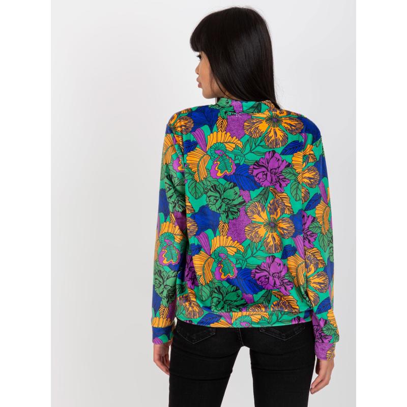 Női bomber pulóver RUE PARIS zöld-narancssárga