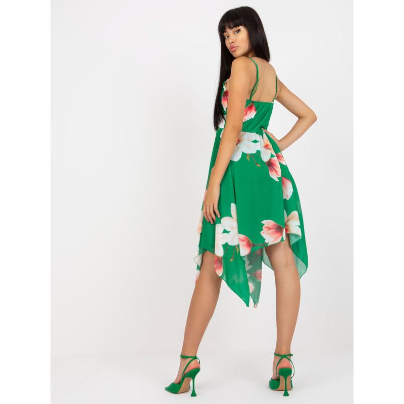 Dámské šaty bez ramínek květinové VELA zelené  