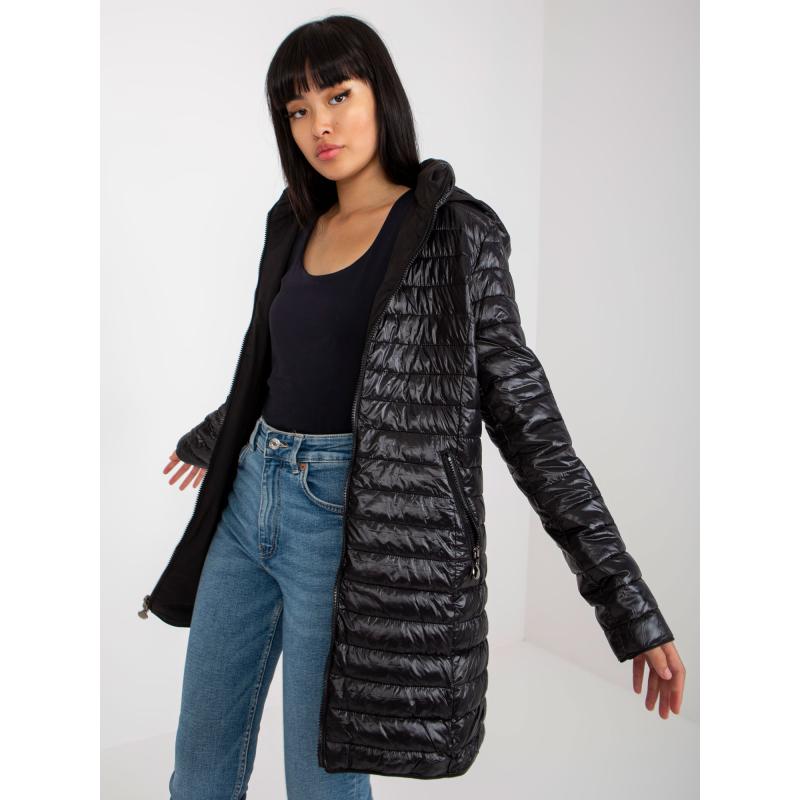 Dámska obojstranná prechodná bunda s kapucňou FOR čierna