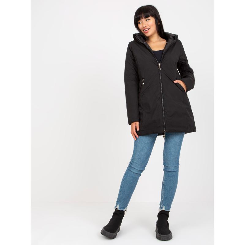 Dámska obojstranná prechodná bunda s kapucňou FOR čierna