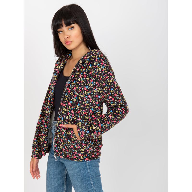 Női mintás kapucnis pulóver RUE PARIS fekete-sárga