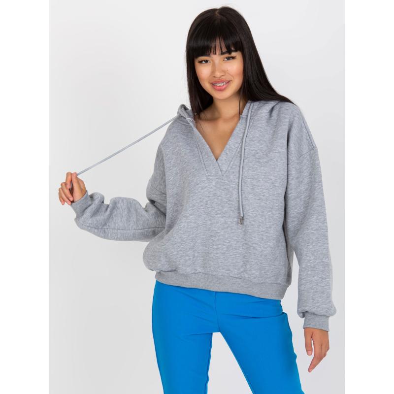 Női V-nyakú alap pulóver LIVA szürke