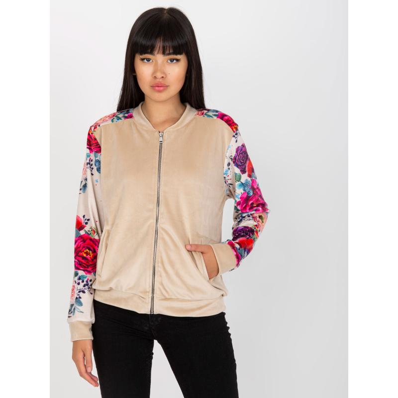 Női nyomtatott pulóver RUE PARIS bézs színben