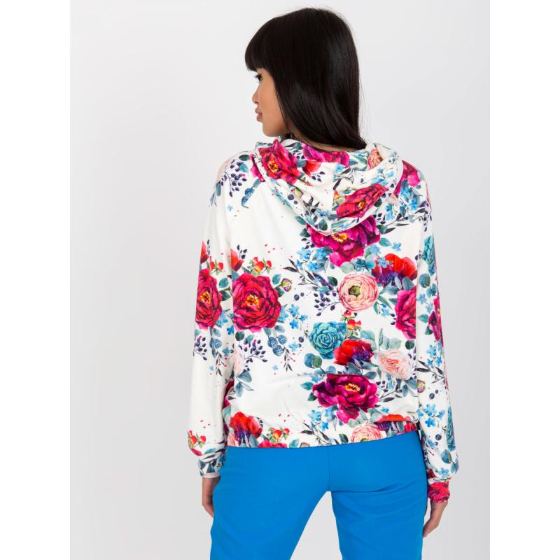 Női virágos pulóver RUE PARIS fehér