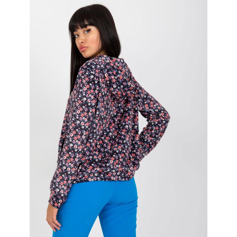 Női nyomtatott pulóver RUE PARIS navy pink