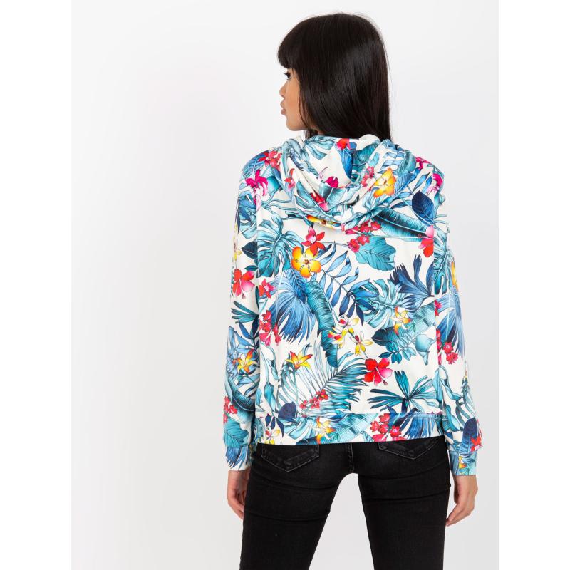 Női cipzáras pulóver RUE PARIS RUE PARIS RUE PARIS kék és fehér nyomtatással