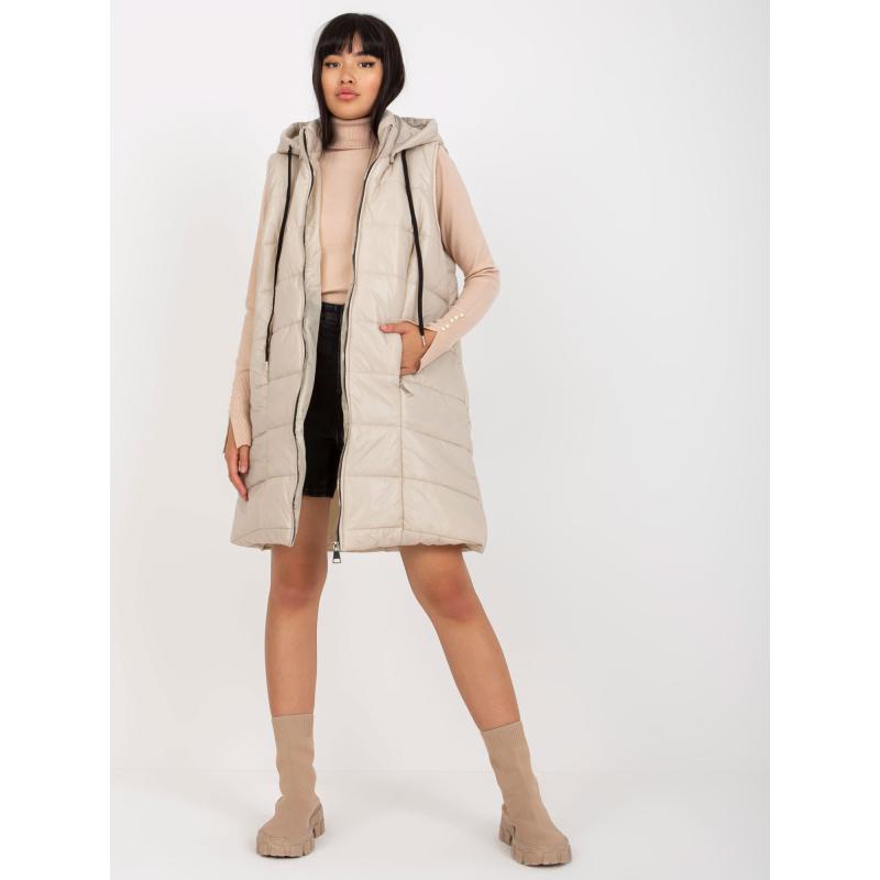 Női kapucnis mellény OCH BELLA világos bézs