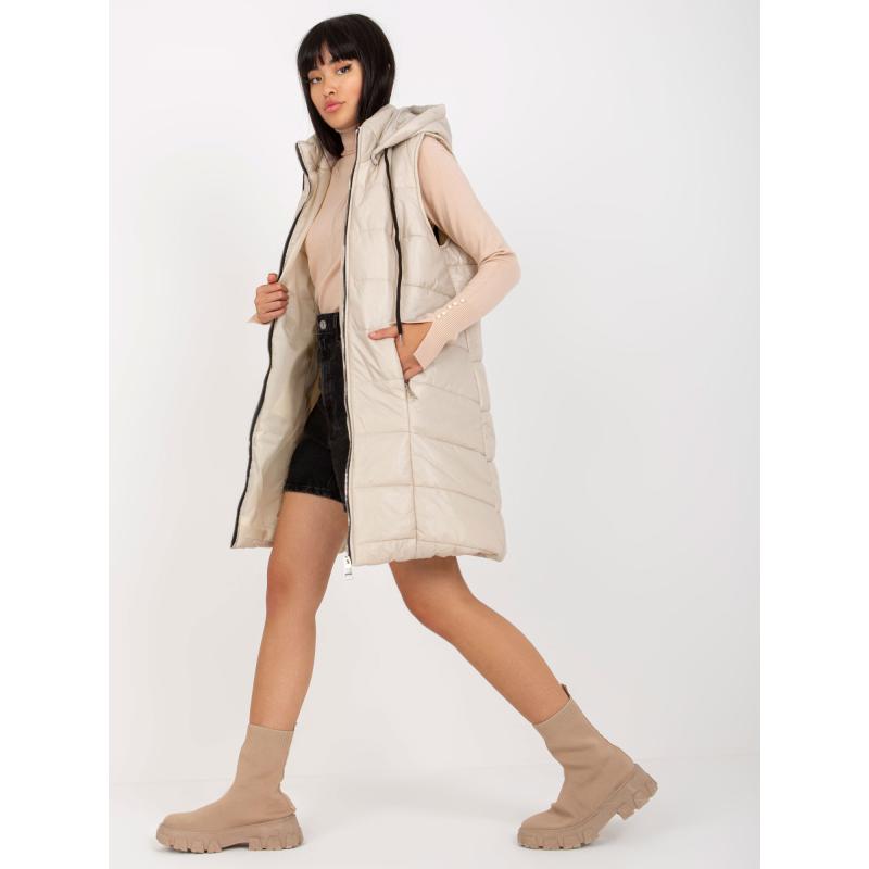 Női kapucnis mellény OCH BELLA világos bézs