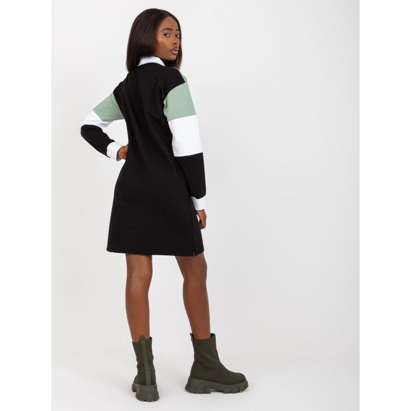 Dámske šaty RUE PARIS pistáciové a čierne