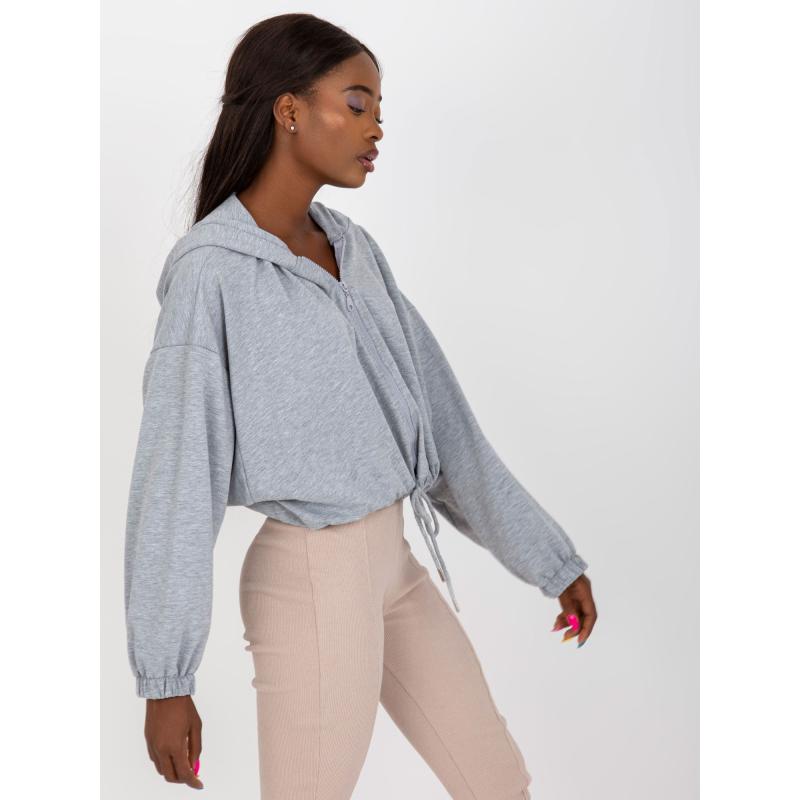 Női pulóver mandzsettával RUE PARIS szürke