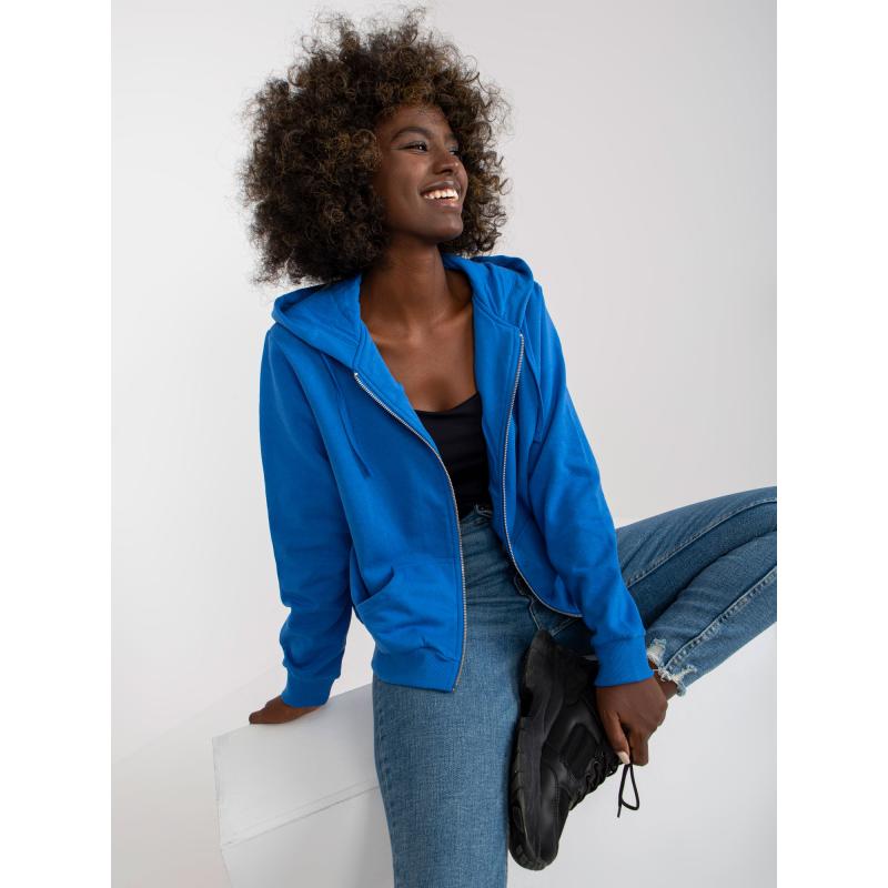 Női kapucnis pulóver cipzárral PRIA sötétkék