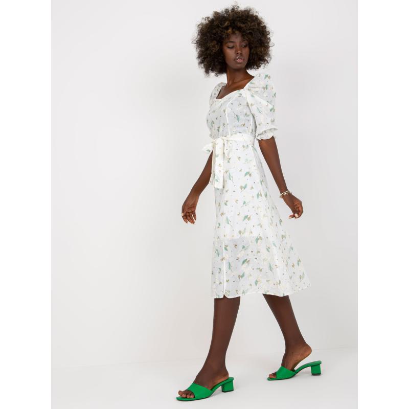 Dámske šaty s potlačami a výšivkami midi TVIA bielej a zelenej
