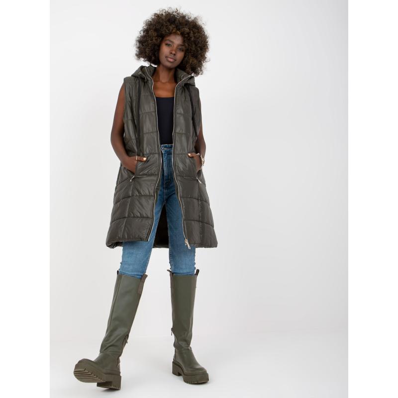 Női steppelt mellény OCH BELLA khaki színben