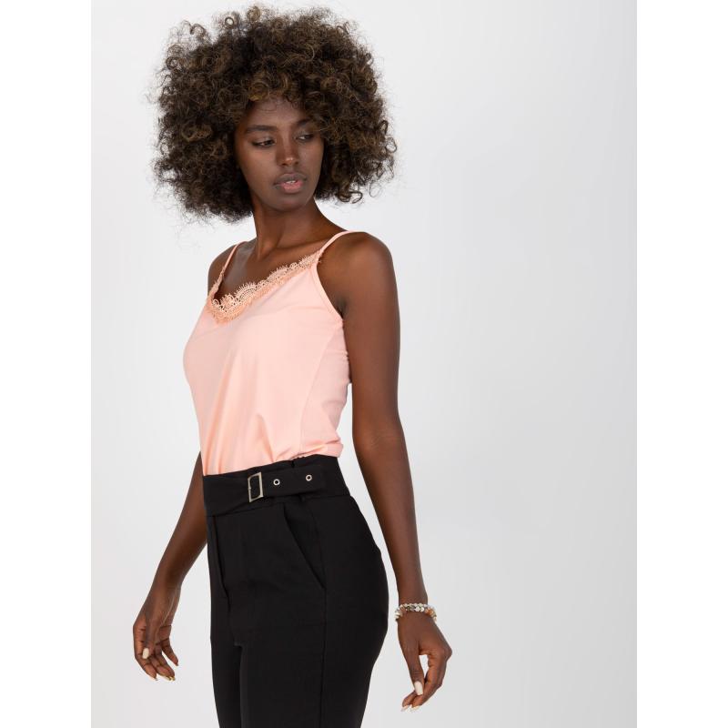 Dámský top bez ramínek s krajkovým lemováním BEA broskvový 