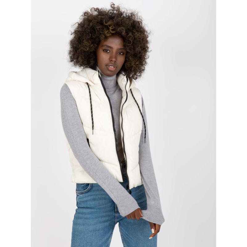 Dámská vesta s kapucí a prošíváním EMELIA ecru 