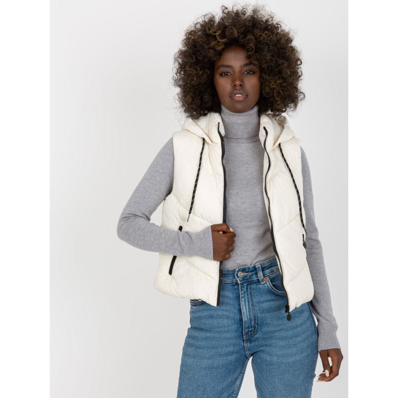 Dámská vesta s kapucí a prošíváním EMELIA ecru 